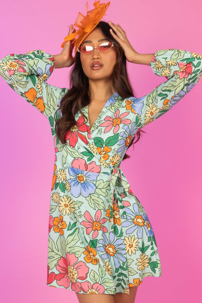 Shinesty Wrap Dress - Floral Derby