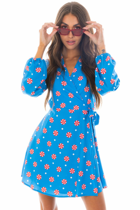 Shinesty Wrap Dress - Holiday Peppermint