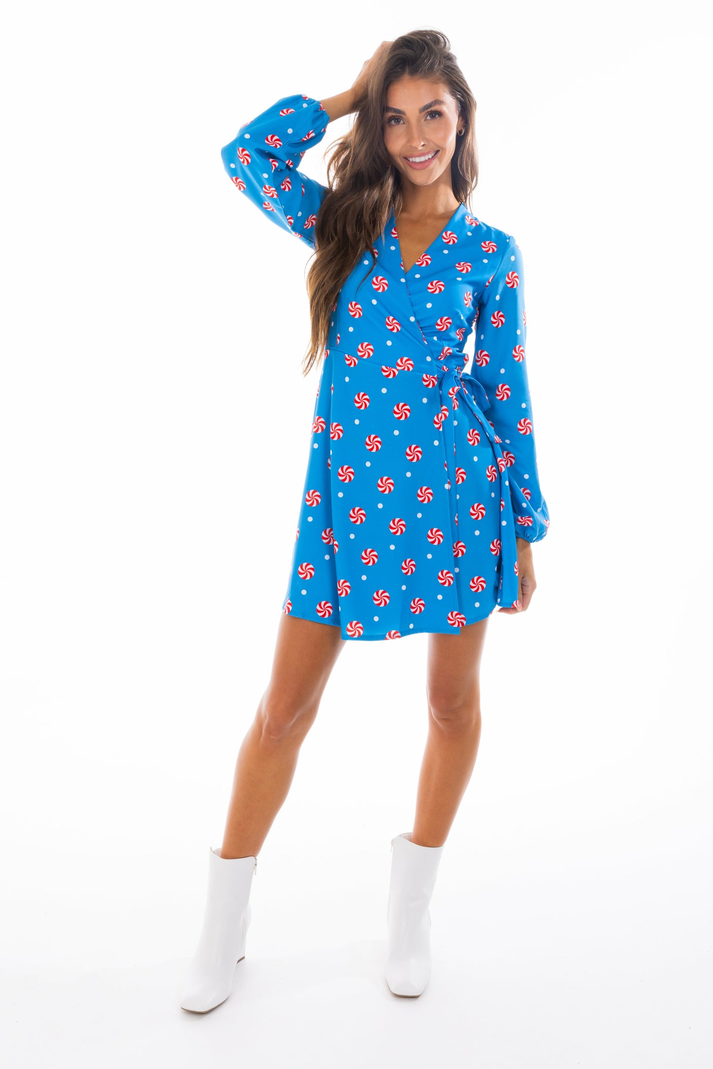 Shinesty Wrap Dress - Holiday Peppermint