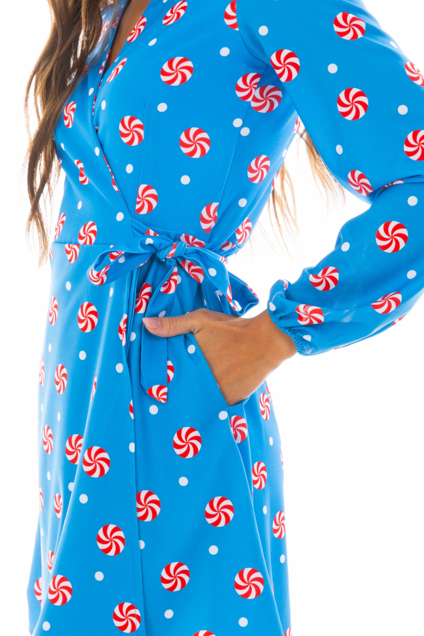 Shinesty Wrap Dress - Holiday Peppermint