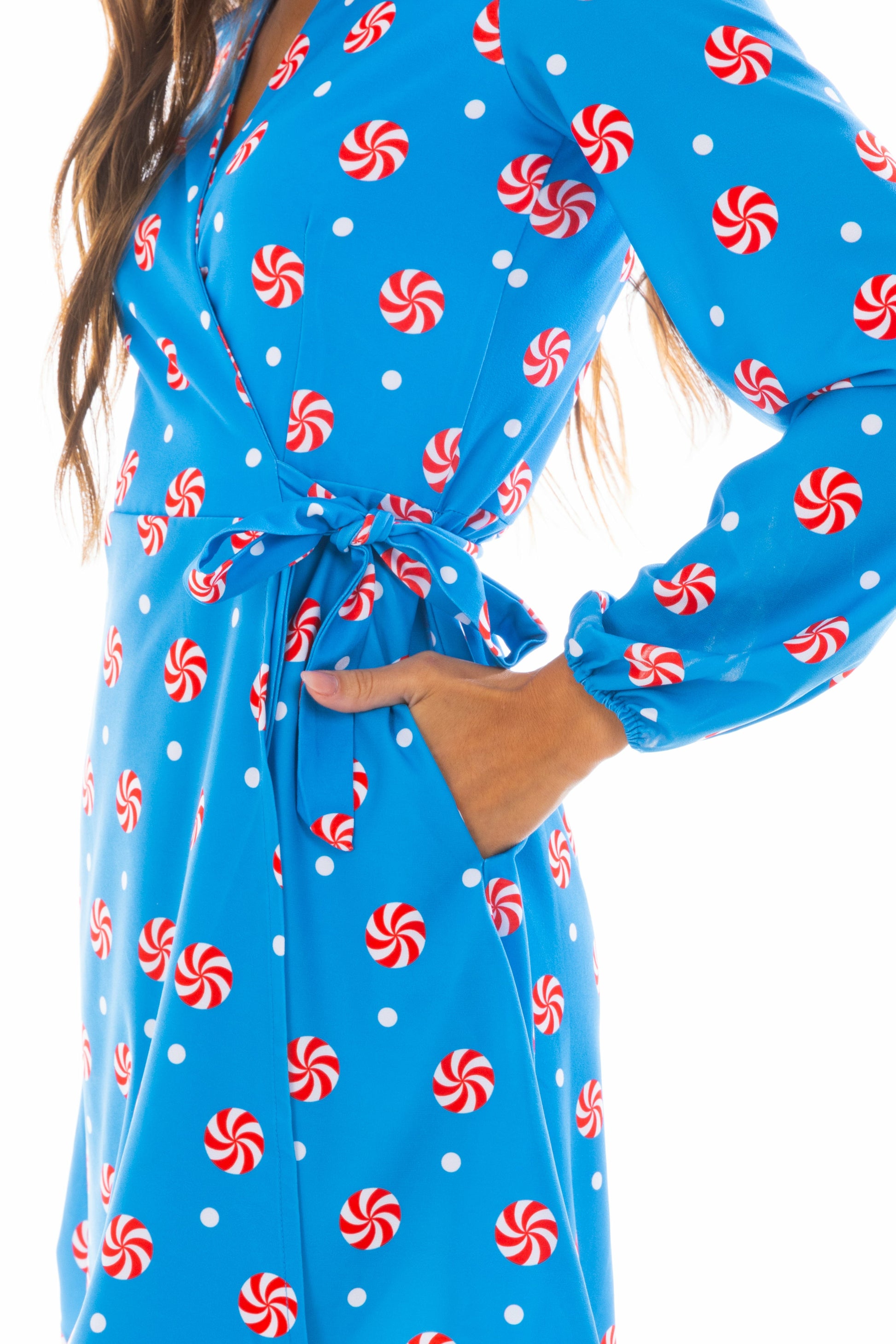 Shinesty Wrap Dress - Holiday Peppermint