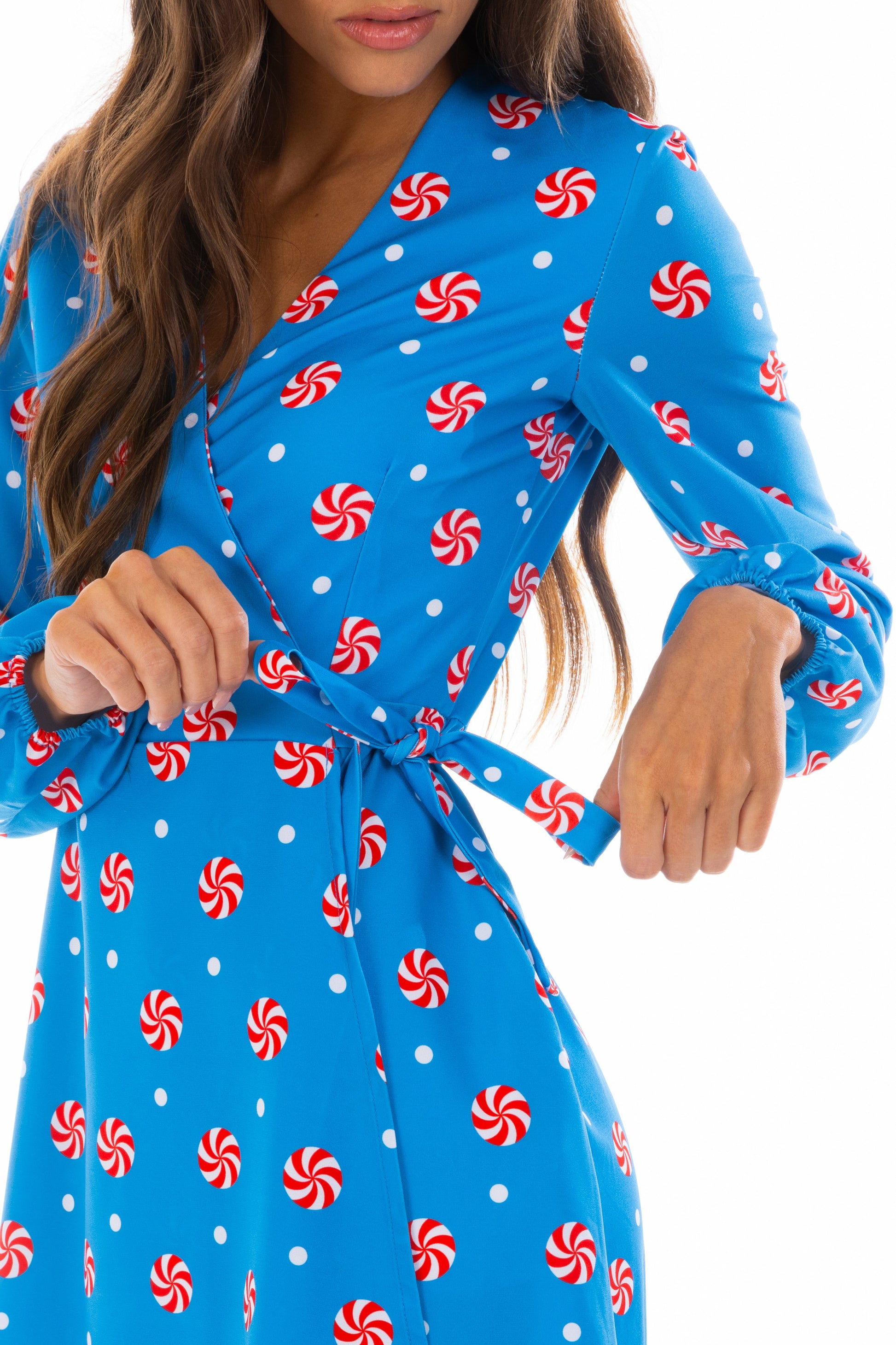 Shinesty Wrap Dress - Holiday Peppermint
