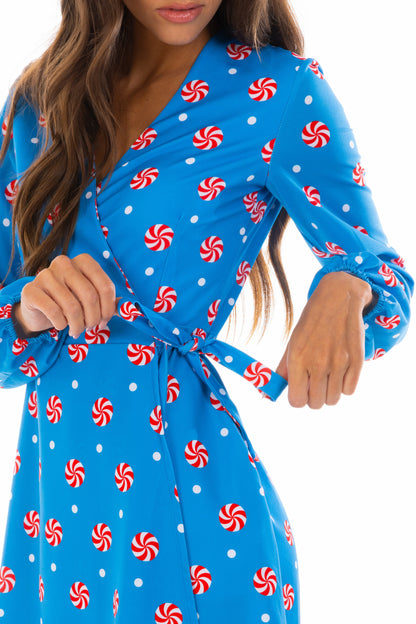 Shinesty Wrap Dress - Holiday Peppermint