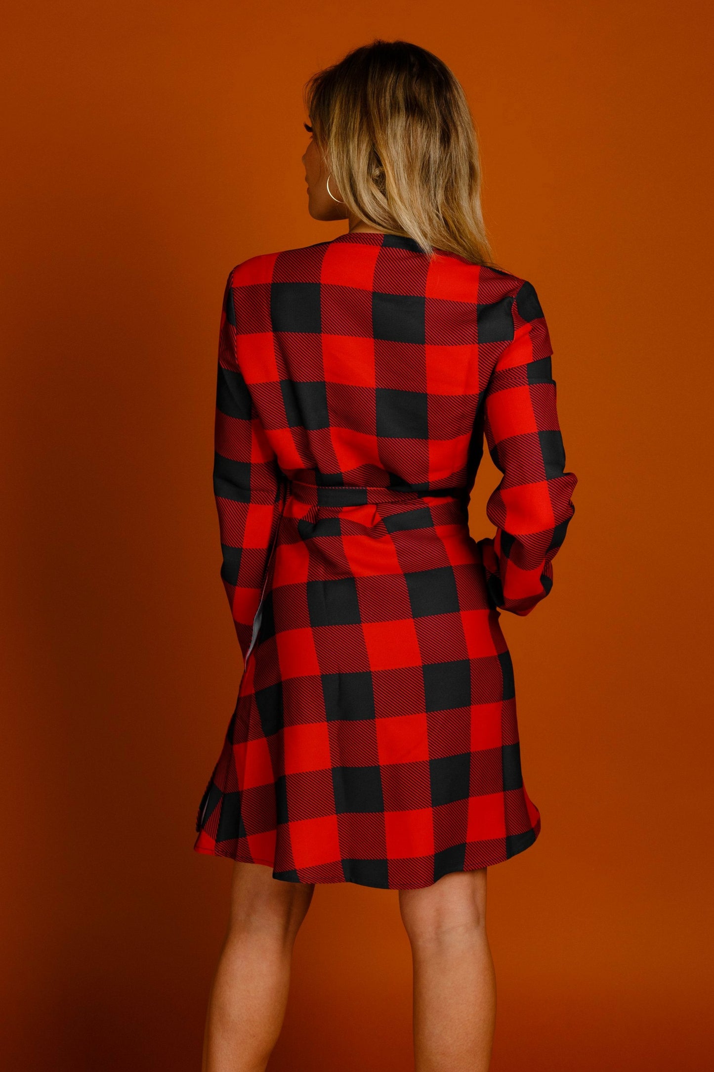Shinesty Wrap Dress - Red Buffalo Check Christmas Wrap Dress