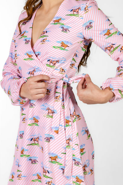 Shinesty Wrap Dress - Derby Horses
