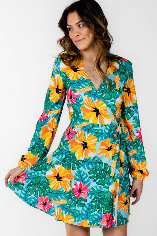 Shinesty Wrap Dress - Floral Hawaiian