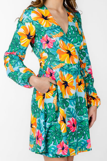 Shinesty Wrap Dress - Floral Hawaiian