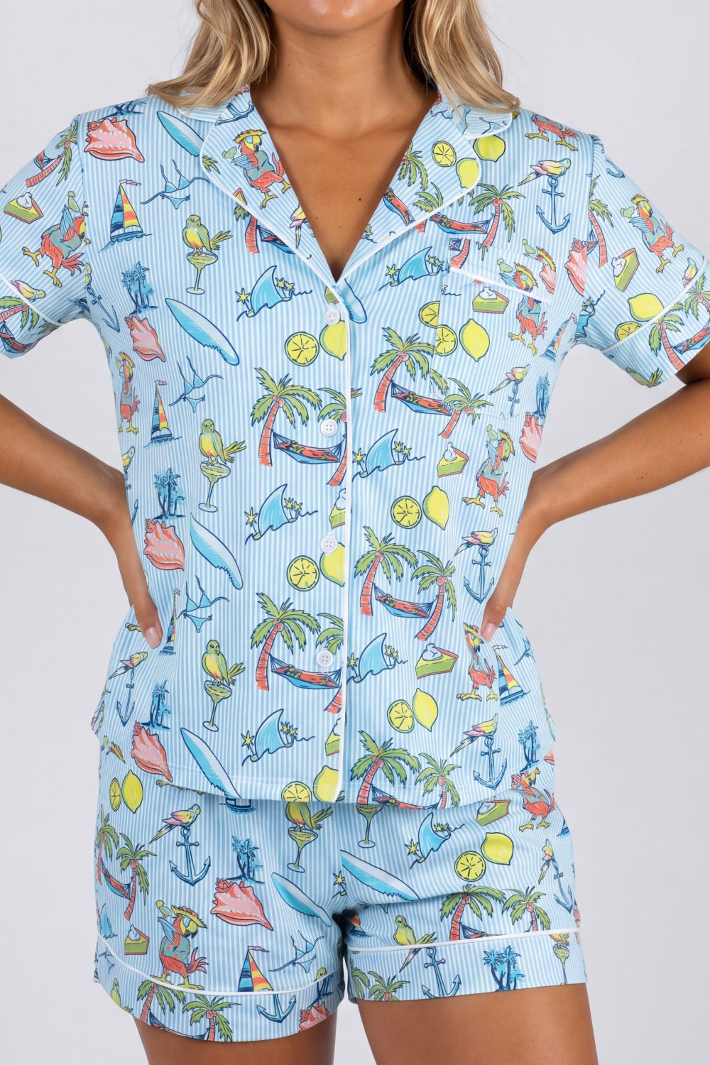 Shinesty Button Down Pajama Shorts & Shirt Set - Shinesty x Margaritaville®