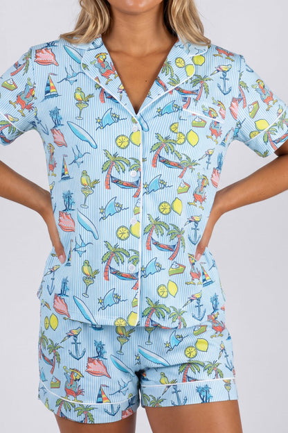 Shinesty Button Down Pajama Shorts & Shirt Set - Shinesty x Margaritaville®