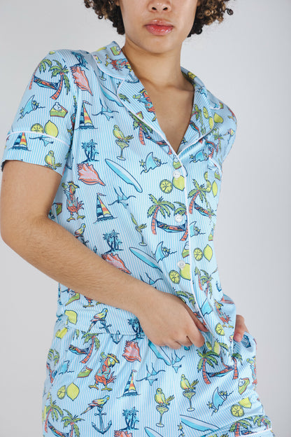 Shinesty Button Down Pajama Shorts & Shirt Set - Shinesty x Margaritaville®