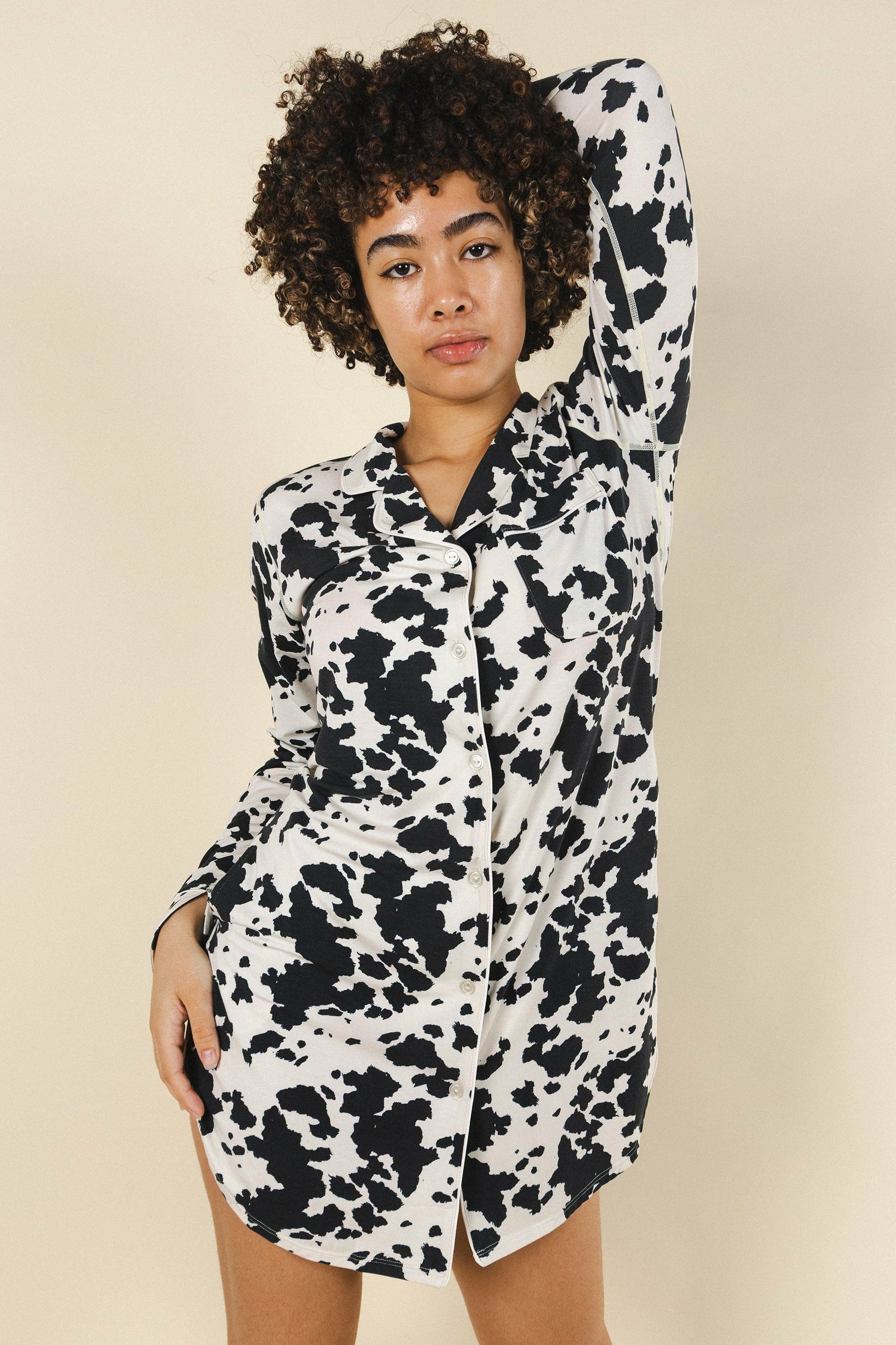 Shinesty WoLong Sleeve Sleep Shirt - Cow Hide