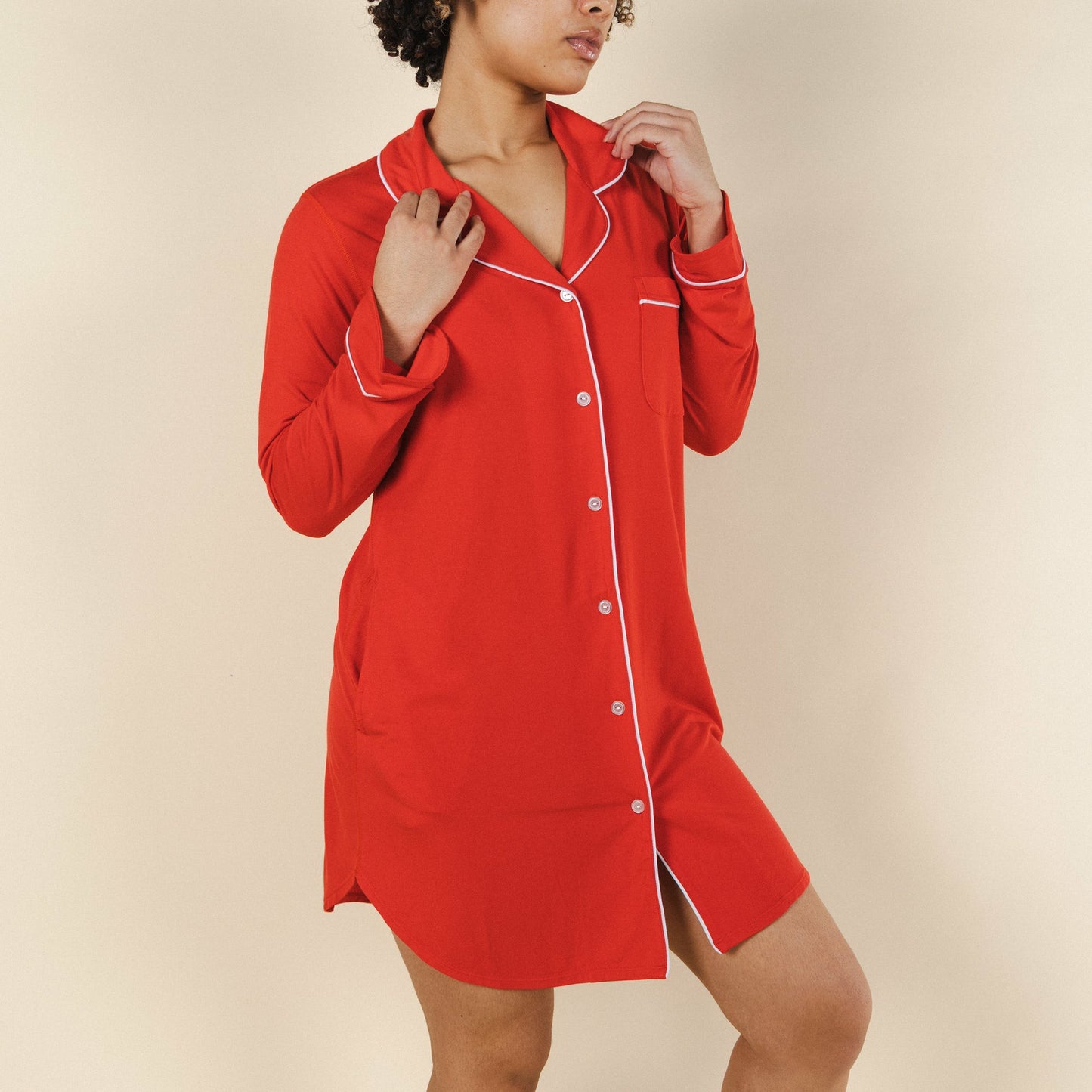 Shinesty WoLong Sleeve Sleep Shirt - Flame Scarlet Red
