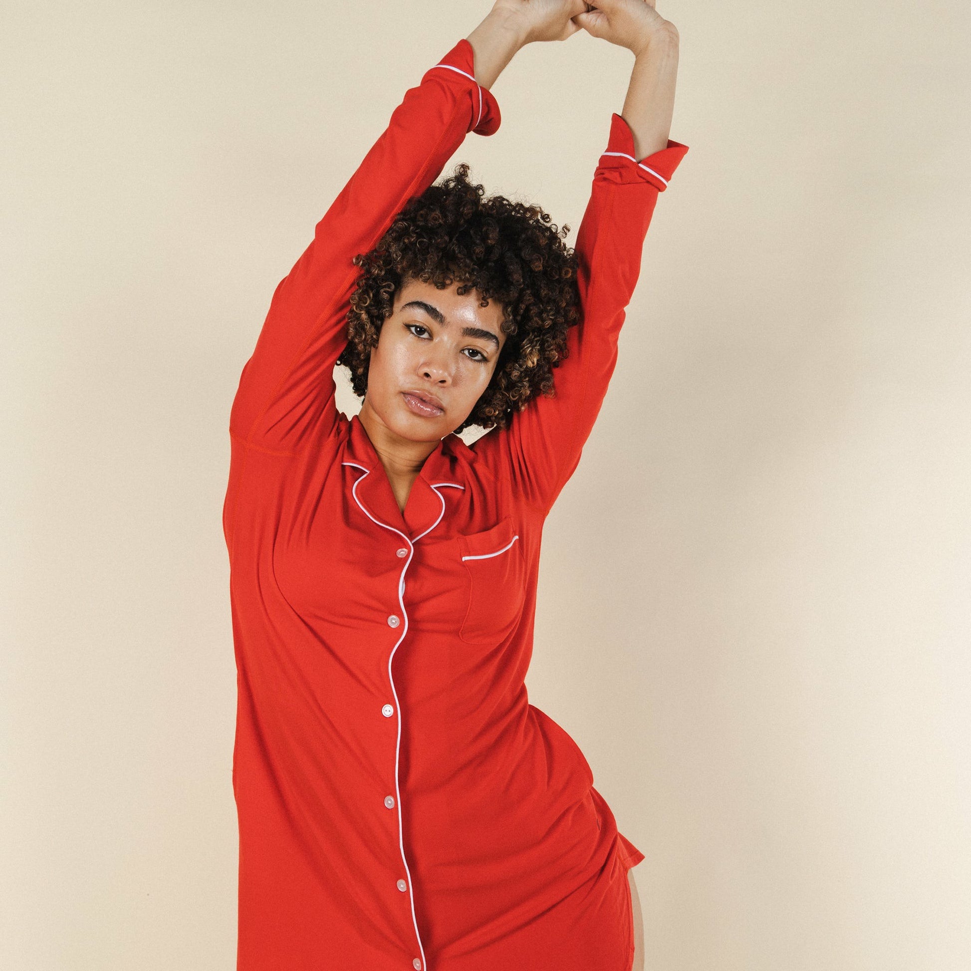 Shinesty WoLong Sleeve Sleep Shirt - Flame Scarlet Red