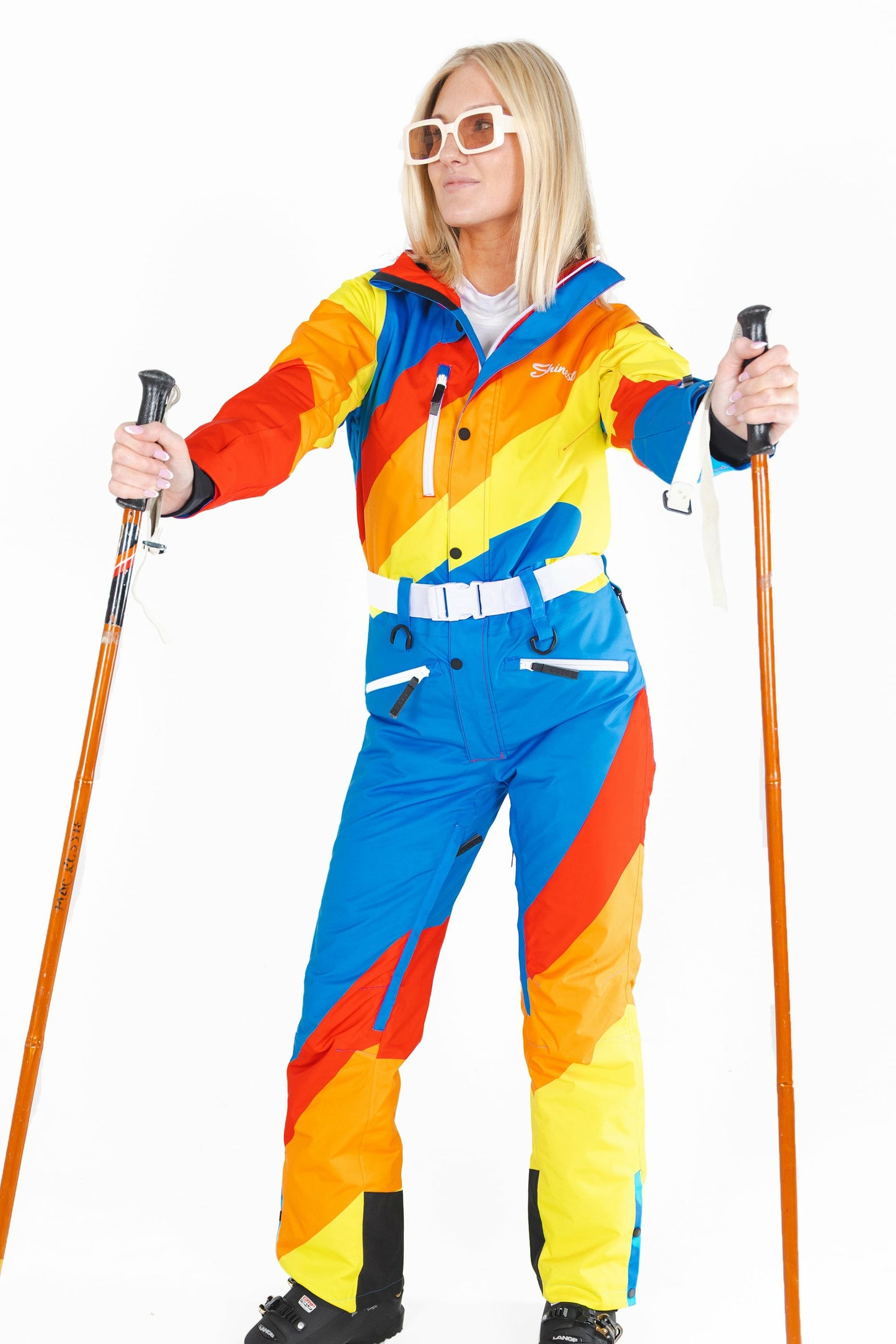 Shinesty Ski Onesie - Orange Retro Swirl