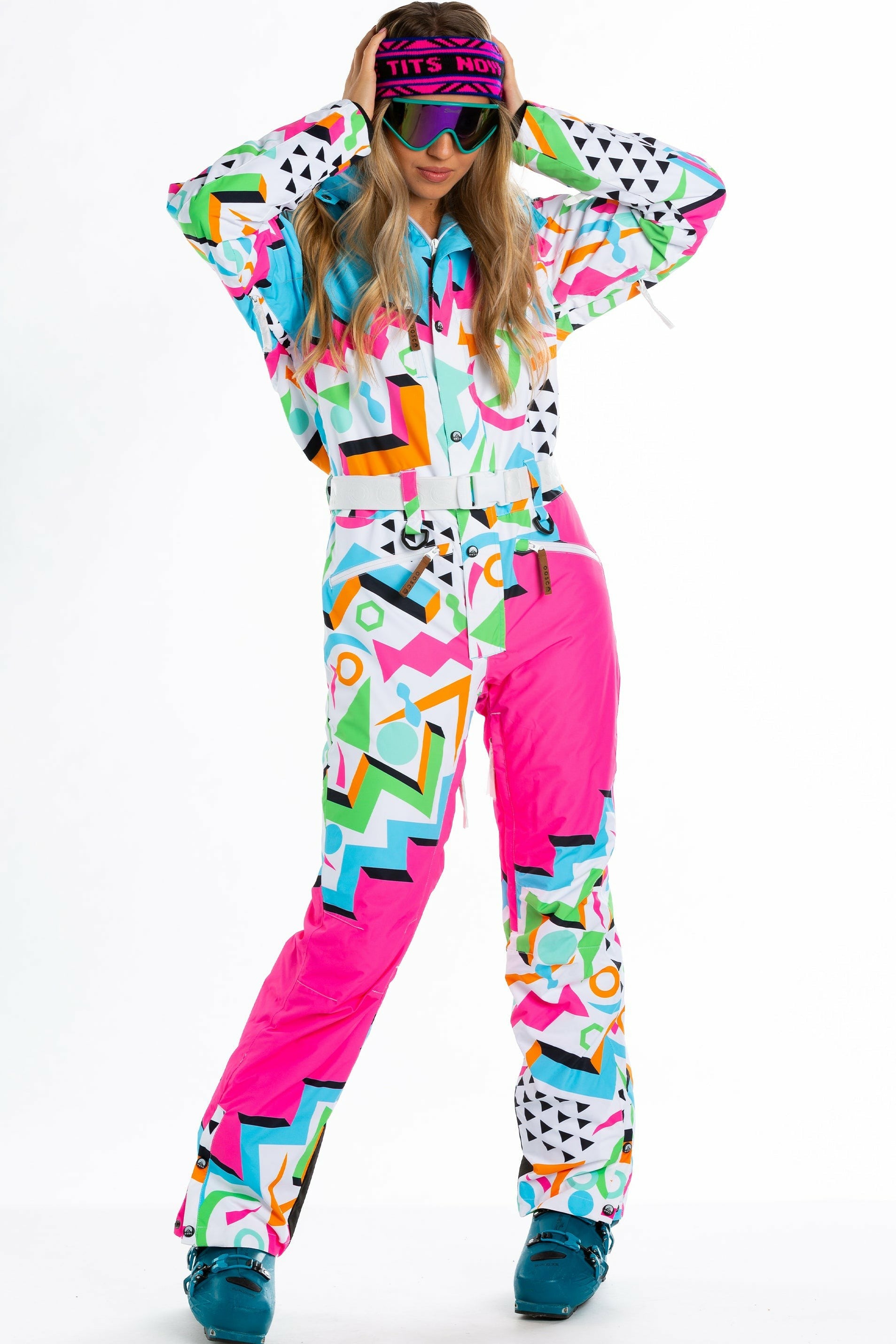 Shinesty Ski Onesie - Womens Retro Neon