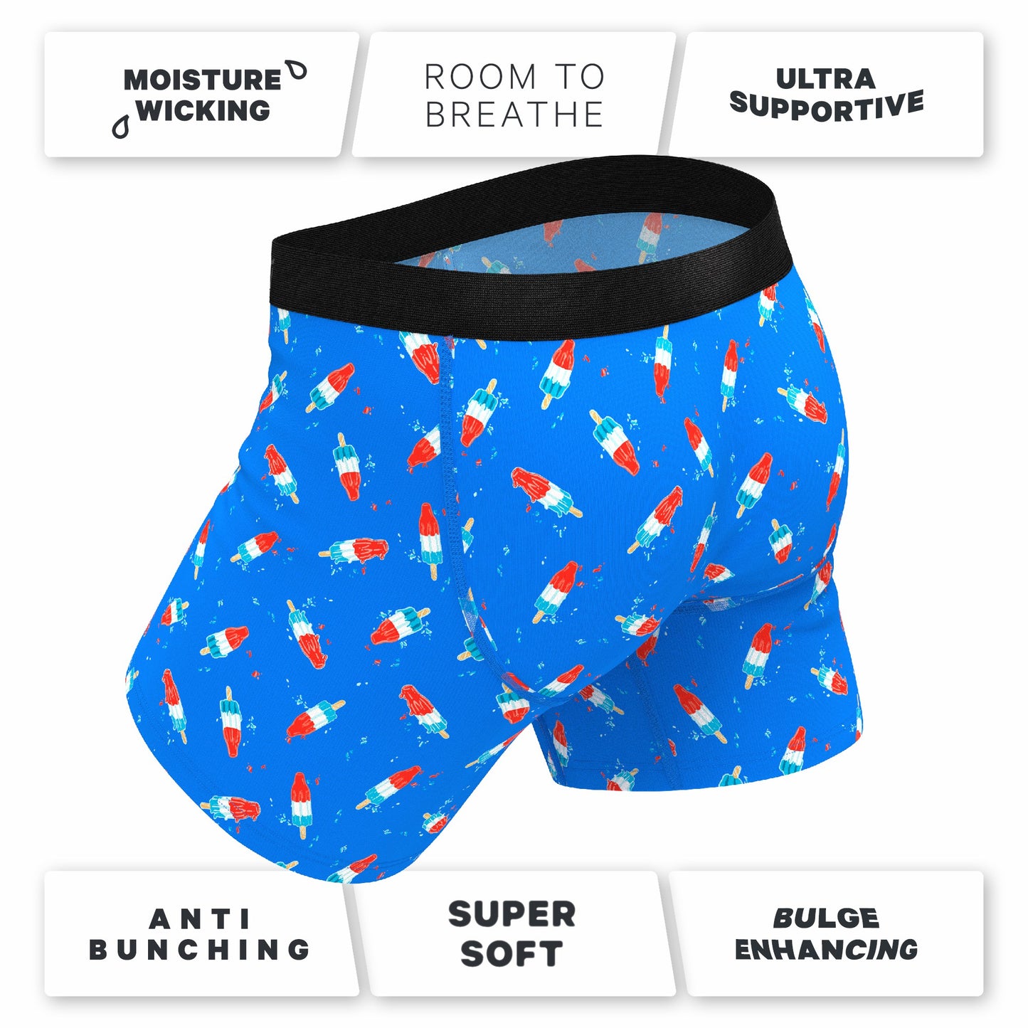 Shinesty Ball Hammock® Pouch Underwear With Fly - USA Popsicle