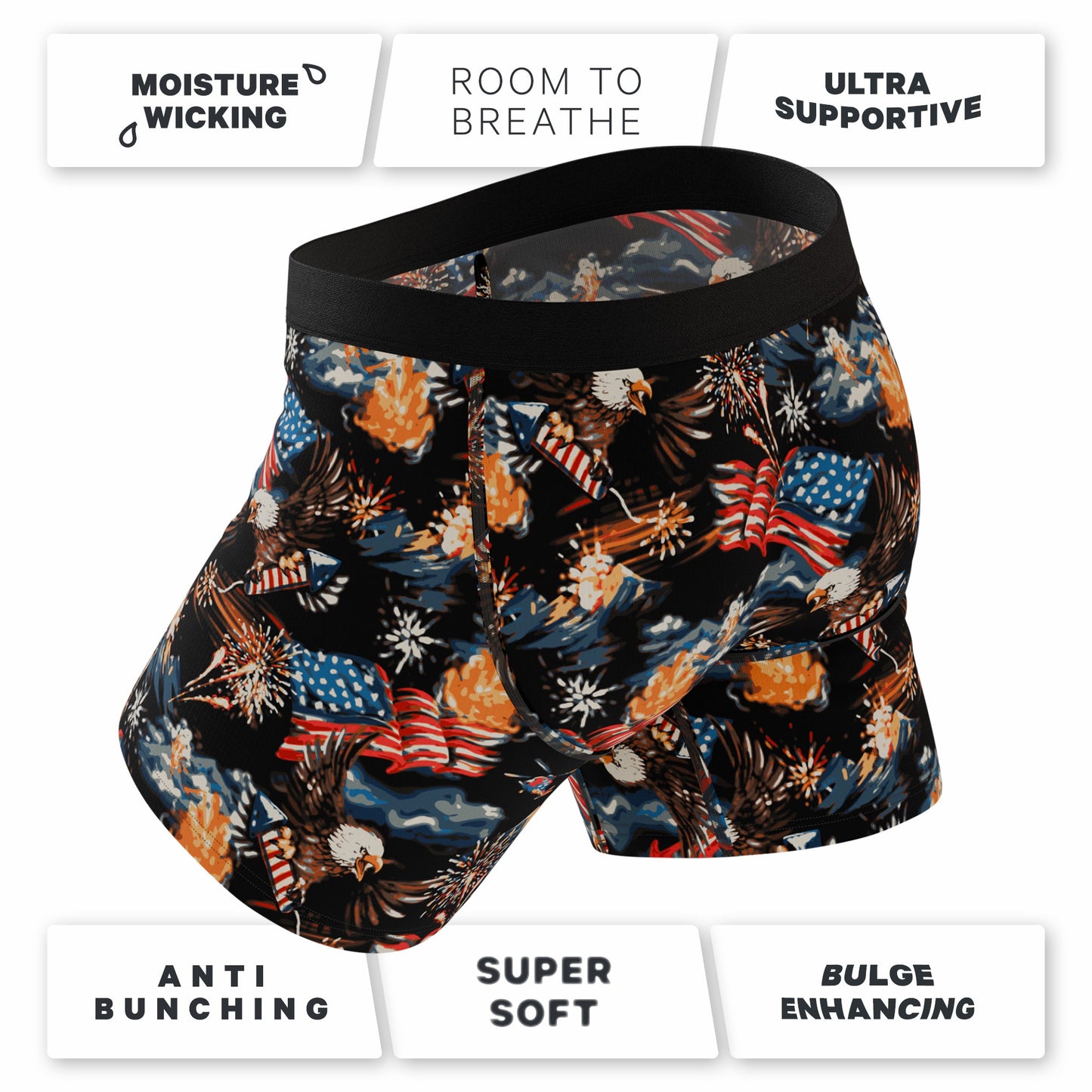 Shinesty Ball Hammock® Pouch Underwear With Fly - Americana Eagles