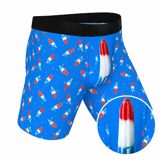 Shinesty Long Leg Ball Hammock® Pouch Boxers With Fly - USA Popsicle