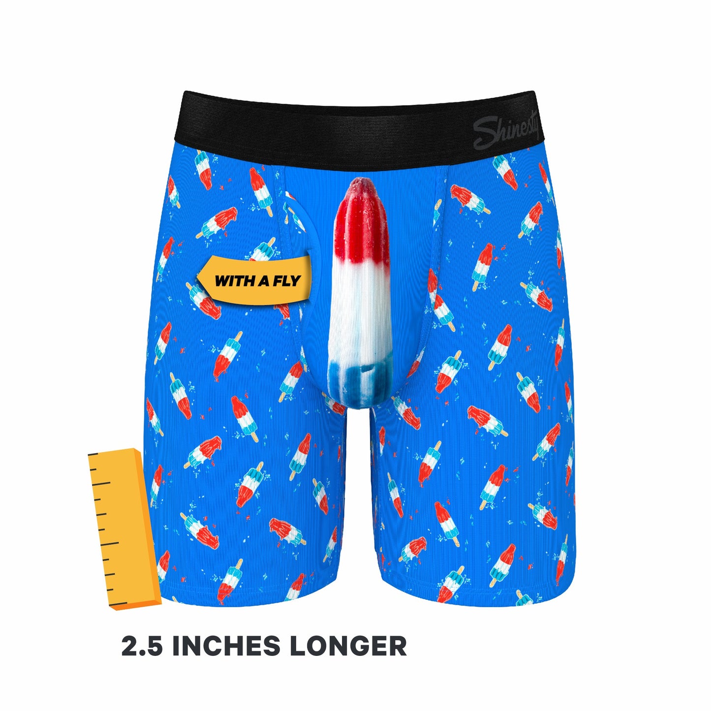 Shinesty Long Leg Ball Hammock® Pouch Boxers With Fly - USA Popsicle