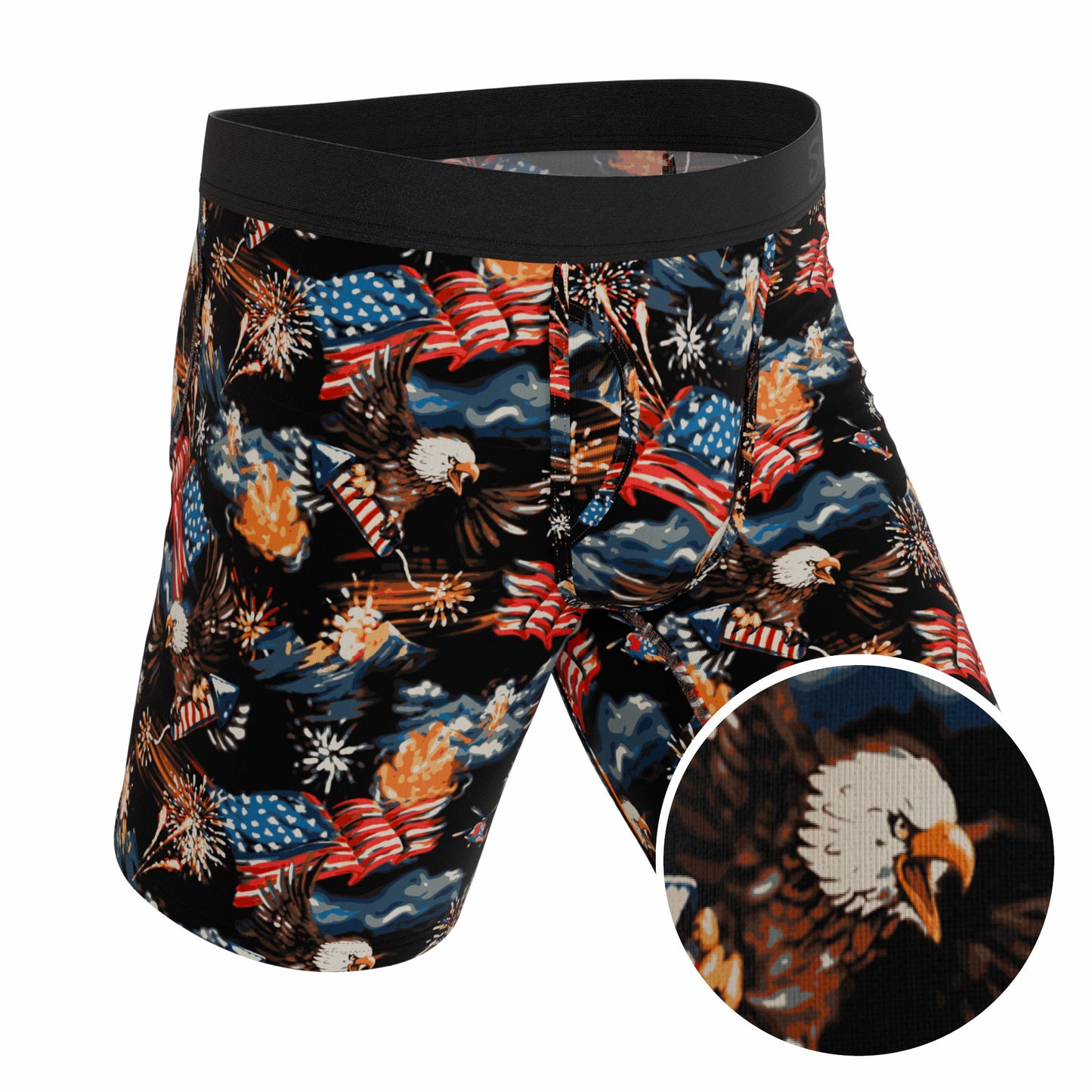 Shinesty Long Leg Ball Hammock® Pouch Boxers With Fly - Americana Eagles