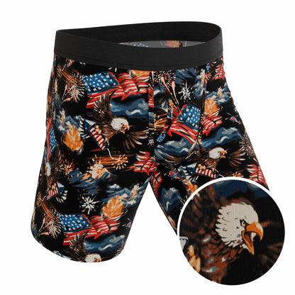 Shinesty Long Leg Ball Hammock® Pouch Boxers With Fly - Americana Eagles