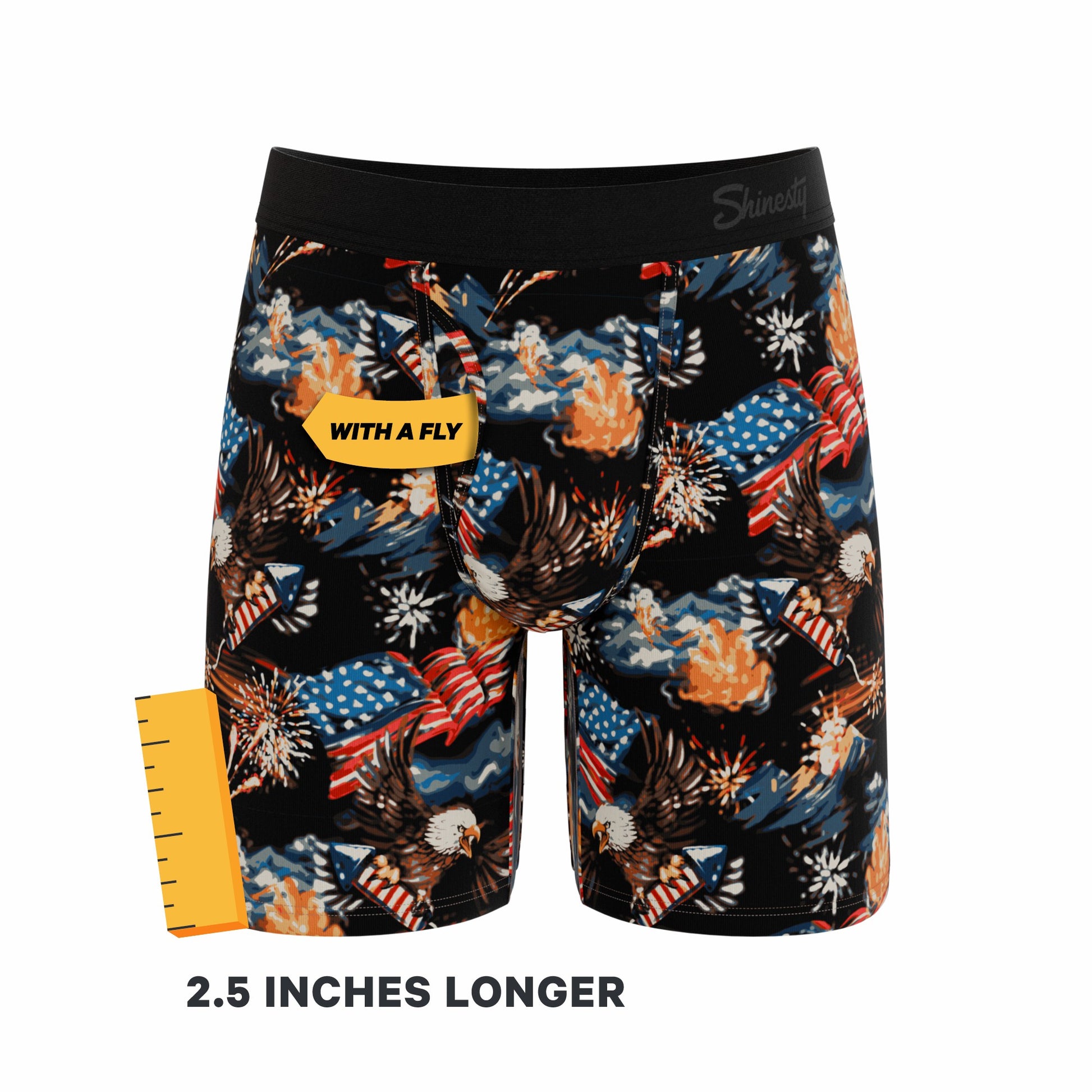 Shinesty Long Leg Ball Hammock® Pouch Boxers With Fly - Americana Eagles