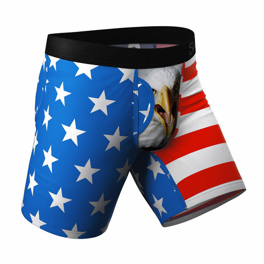 Shinesty Long Leg Ball Hammock® Pouch Boxers With Fly - USA Mascot Eagle