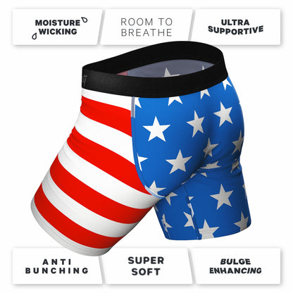 Shinesty Long Leg Ball Hammock® Pouch Boxers With Fly - USA Mascot Eagle