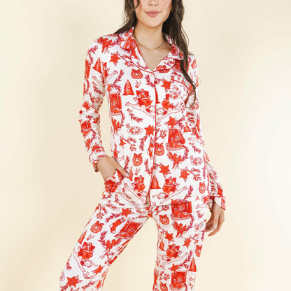Shinesty WoLong Sleeve Pajama Set - Christmas Toile