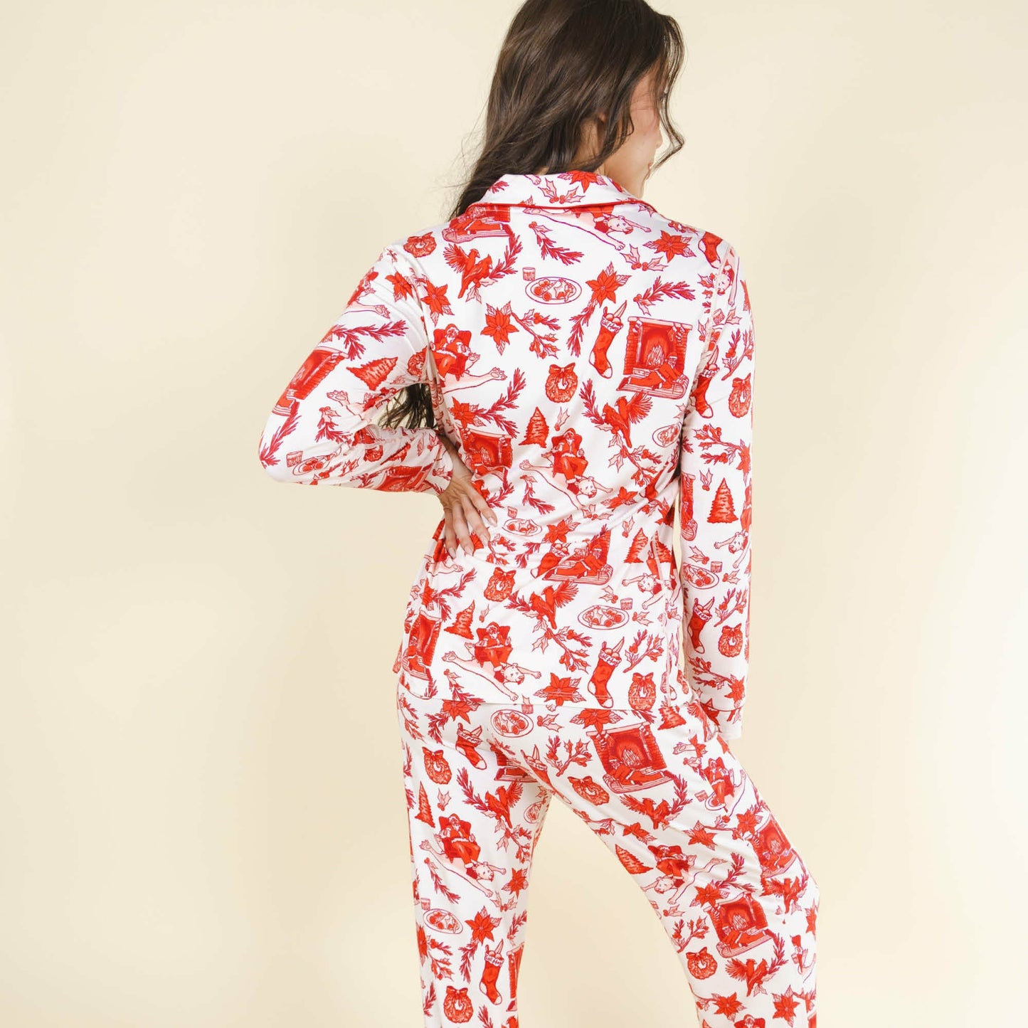 Shinesty WoLong Sleeve Pajama Set - Christmas Toile