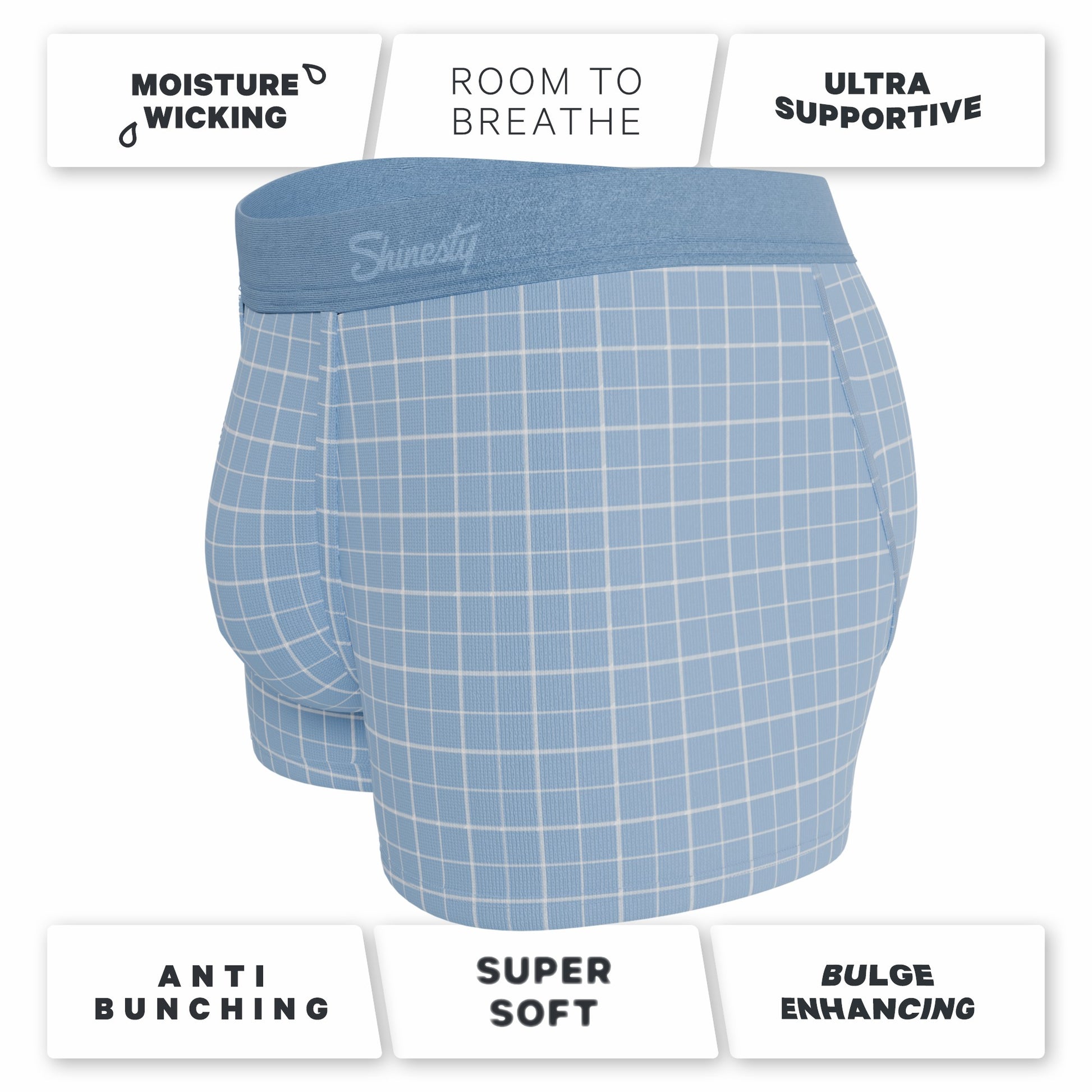 Shinesty Men's Ball Hammock® Pouch Trunk Underwear - Window Pane Plaid