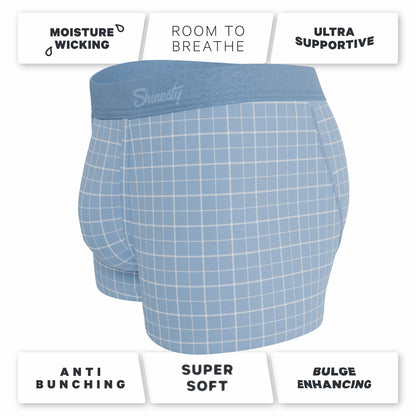 Shinesty Men's Ball Hammock® Pouch Trunk Underwear - Window Pane Plaid
