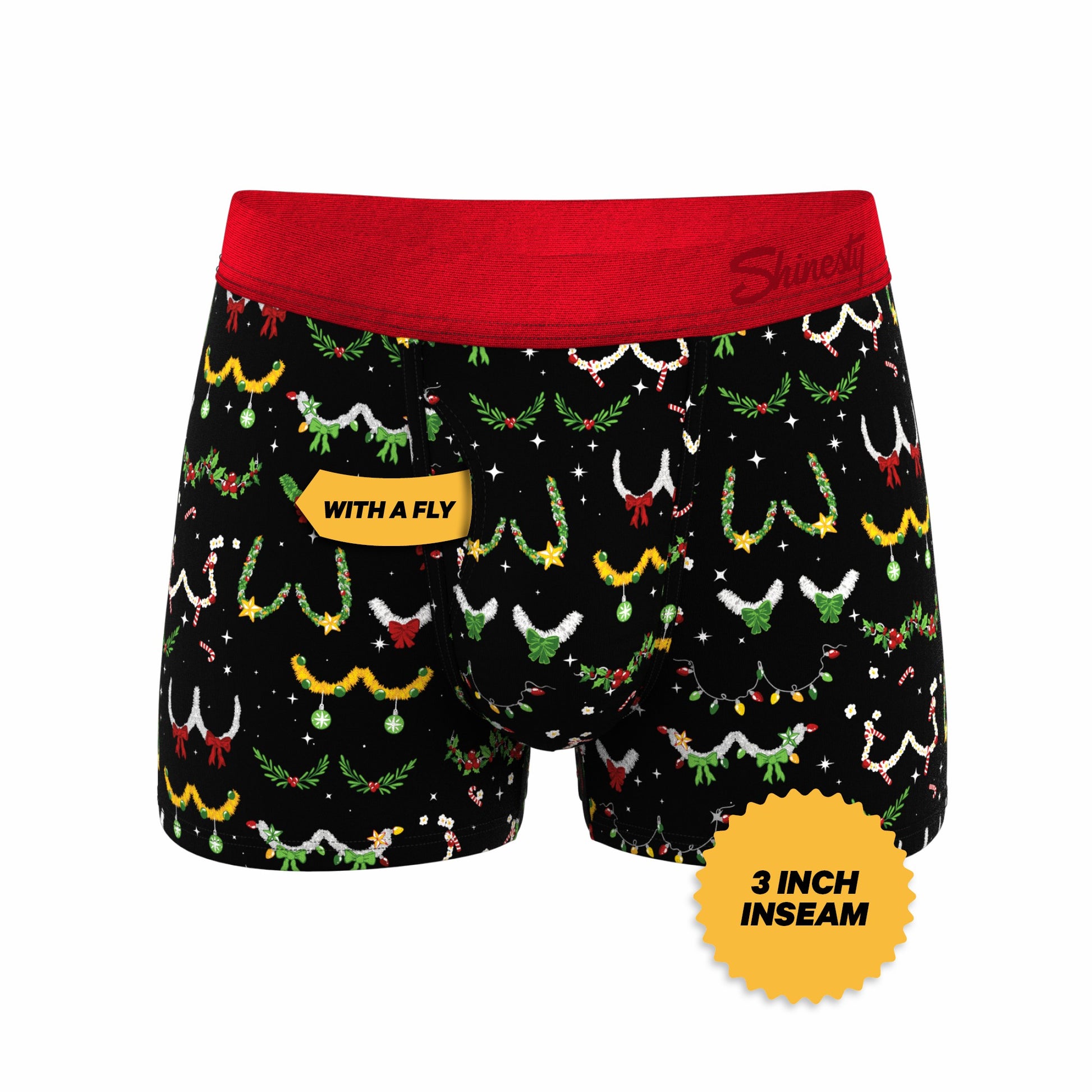Shinesty Men's Ball Hammock® Pouch Trunk Underwear - Christmas Tinsel Busts