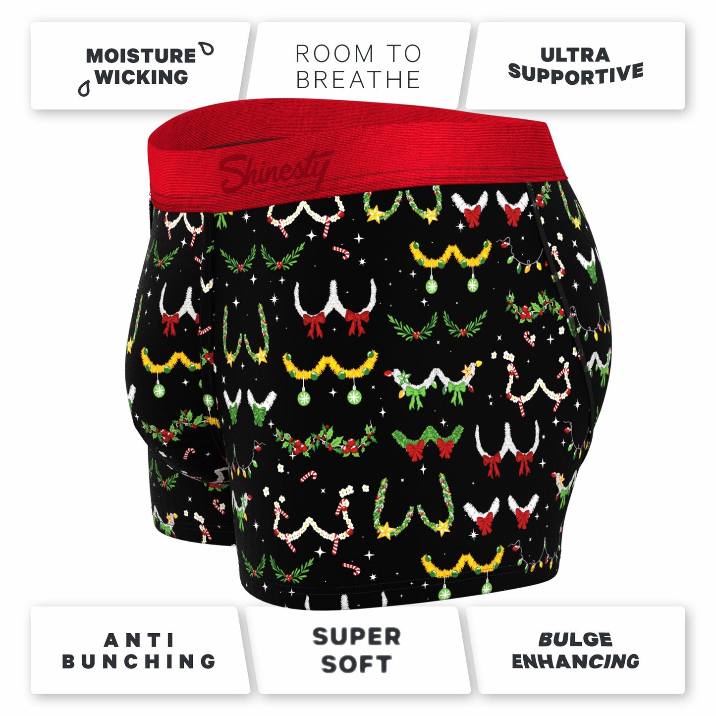 Shinesty Men's Ball Hammock® Pouch Trunk Underwear - Christmas Tinsel Busts