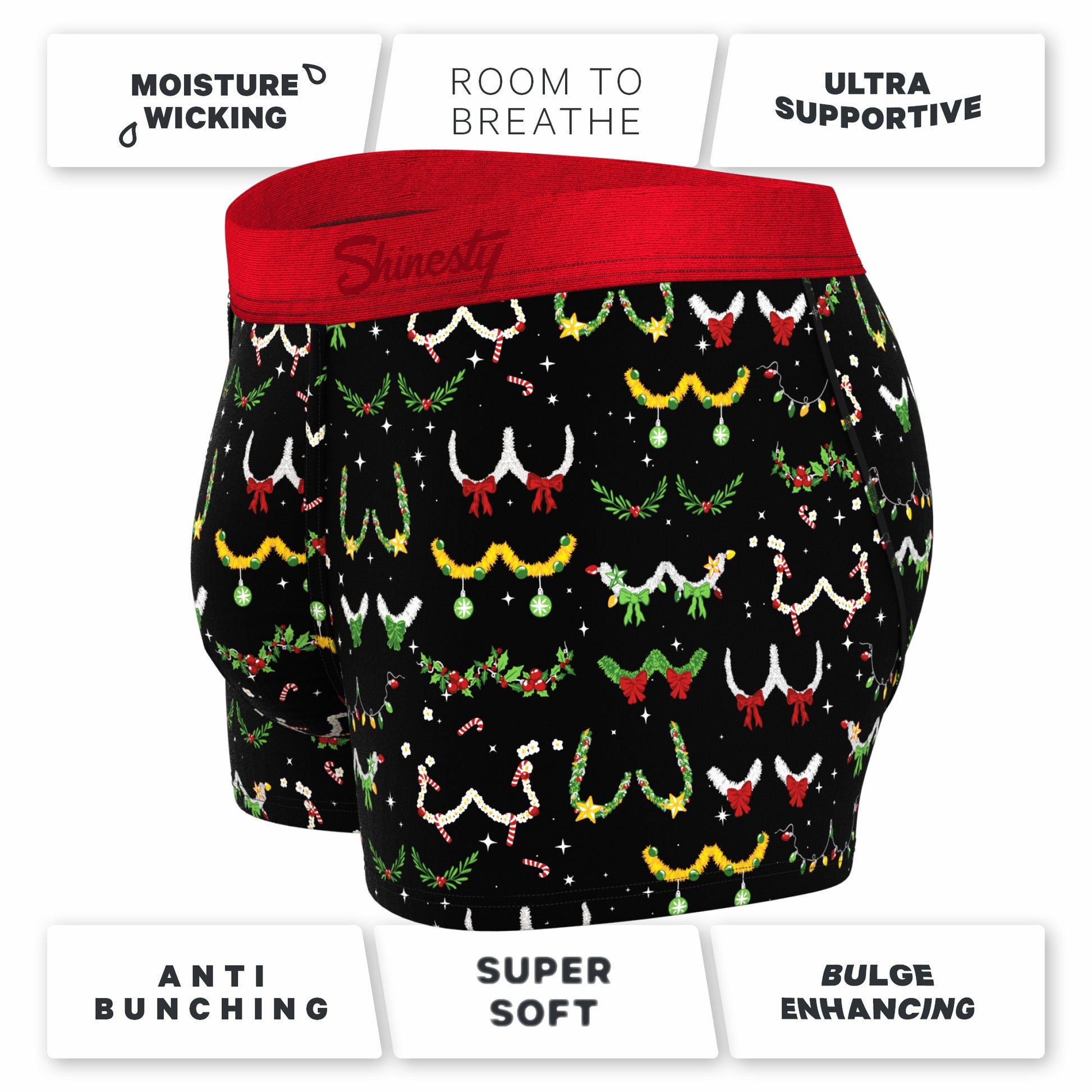 Shinesty Men's Ball Hammock® Pouch Trunk Underwear - Christmas Tinsel Busts