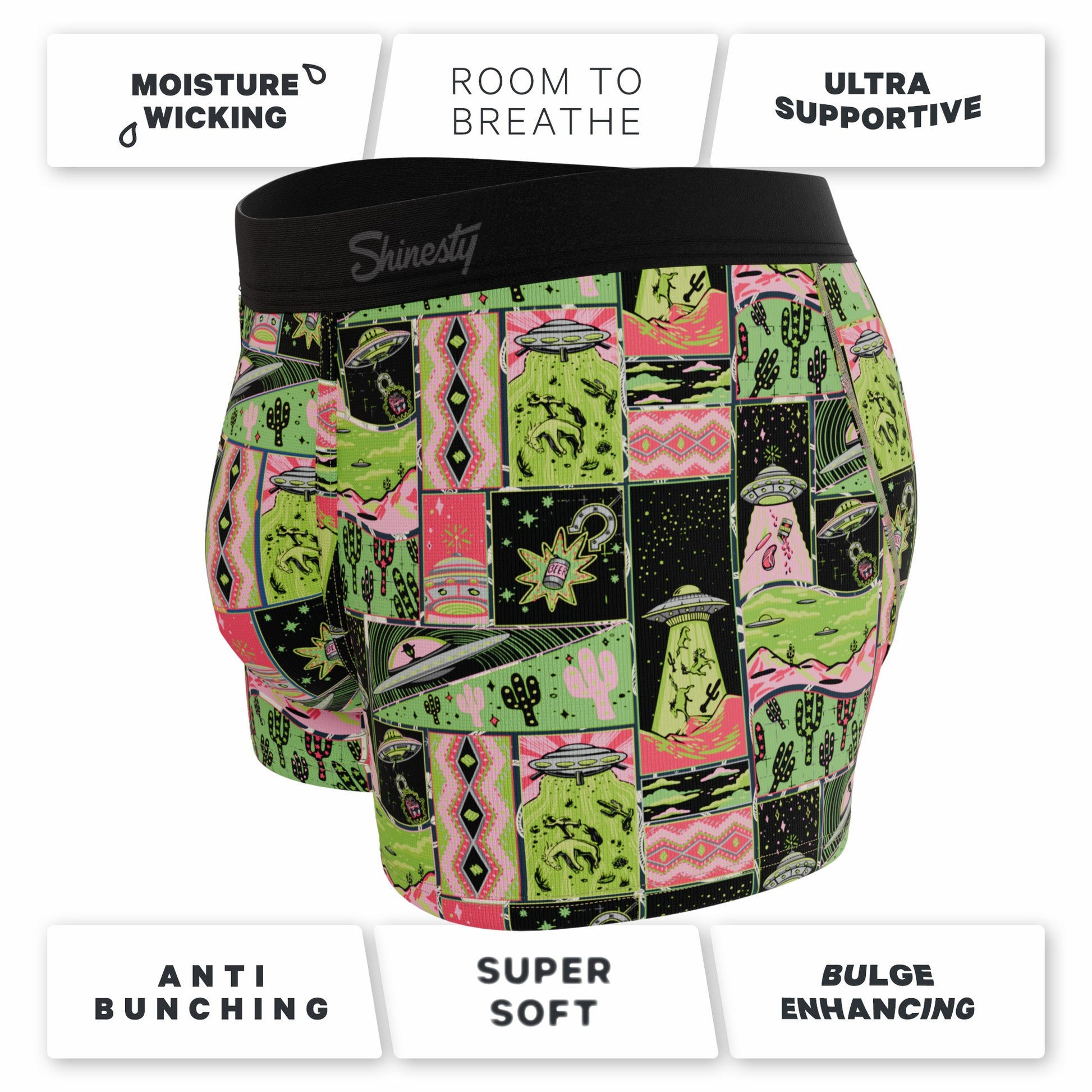 Shinesty Men's Ball Hammock® Pouch Trunk Underwear - Retro-Futuristic Alien