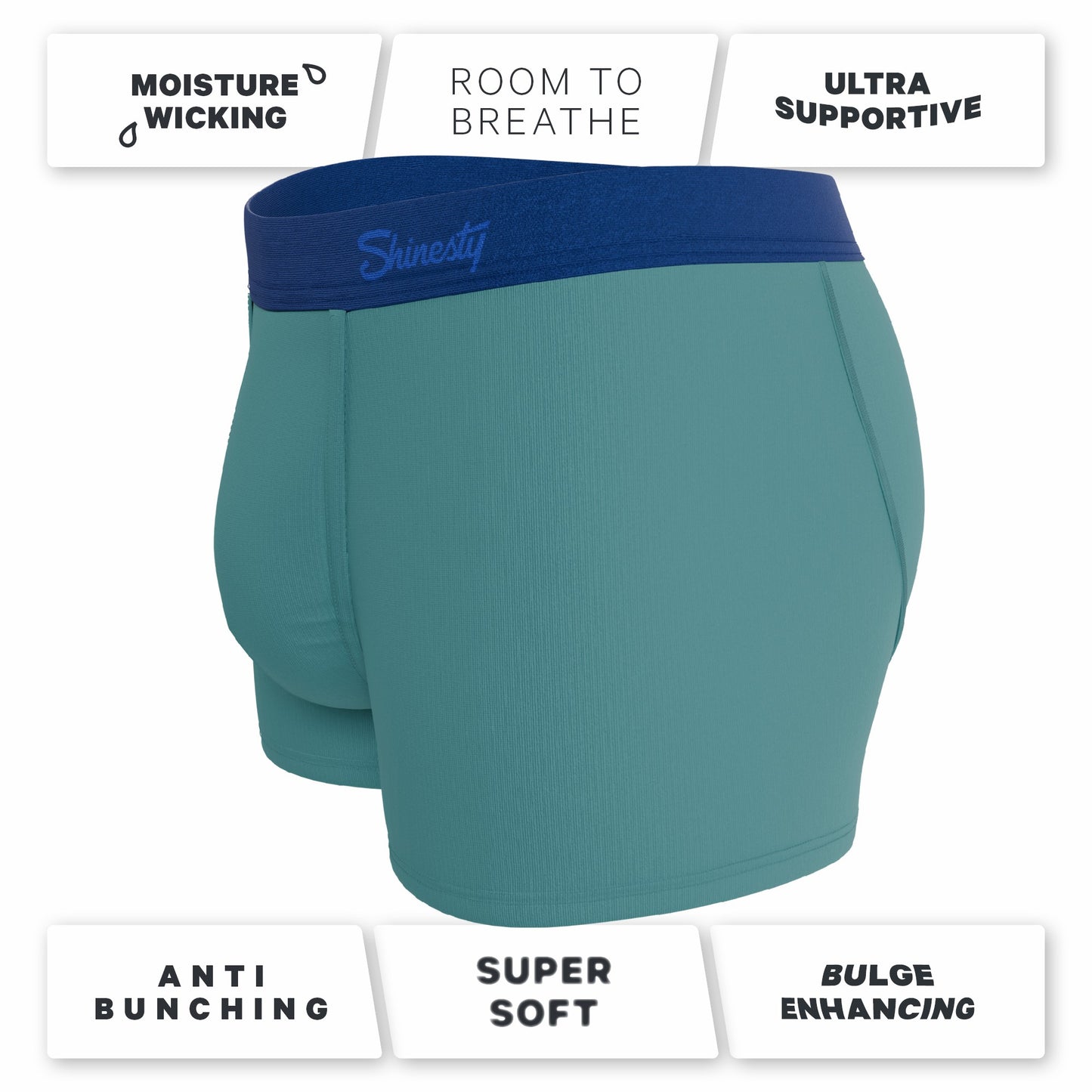 Shinesty Teal Men's Ball Hammock® Pouch Trunk Underwear - The Curacao