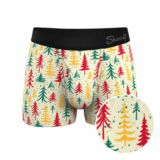 Shinesty Men's Ball Hammock® Pouch Trunk Underwear - Retro Christmas Trees