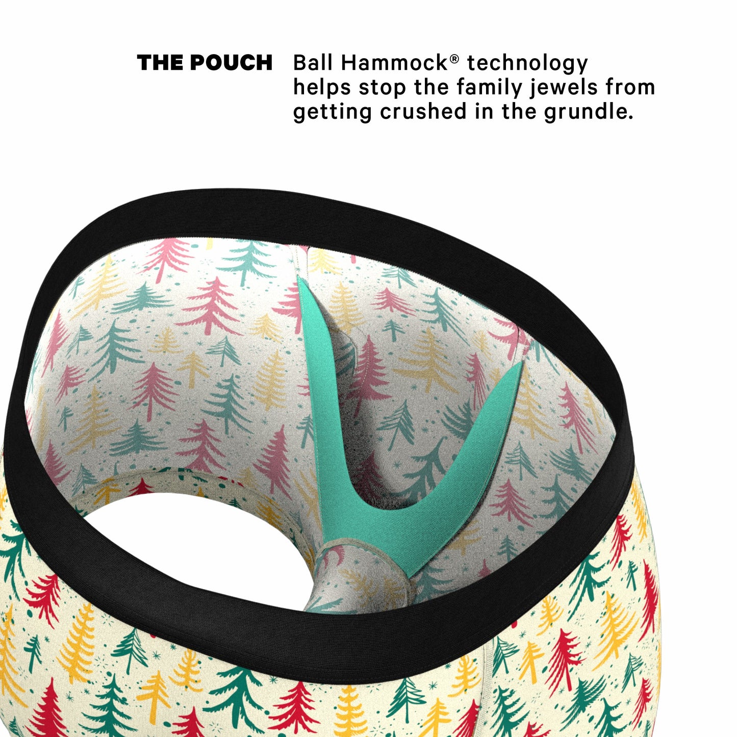 Shinesty Men's Ball Hammock® Pouch Trunk Underwear - Retro Christmas Trees