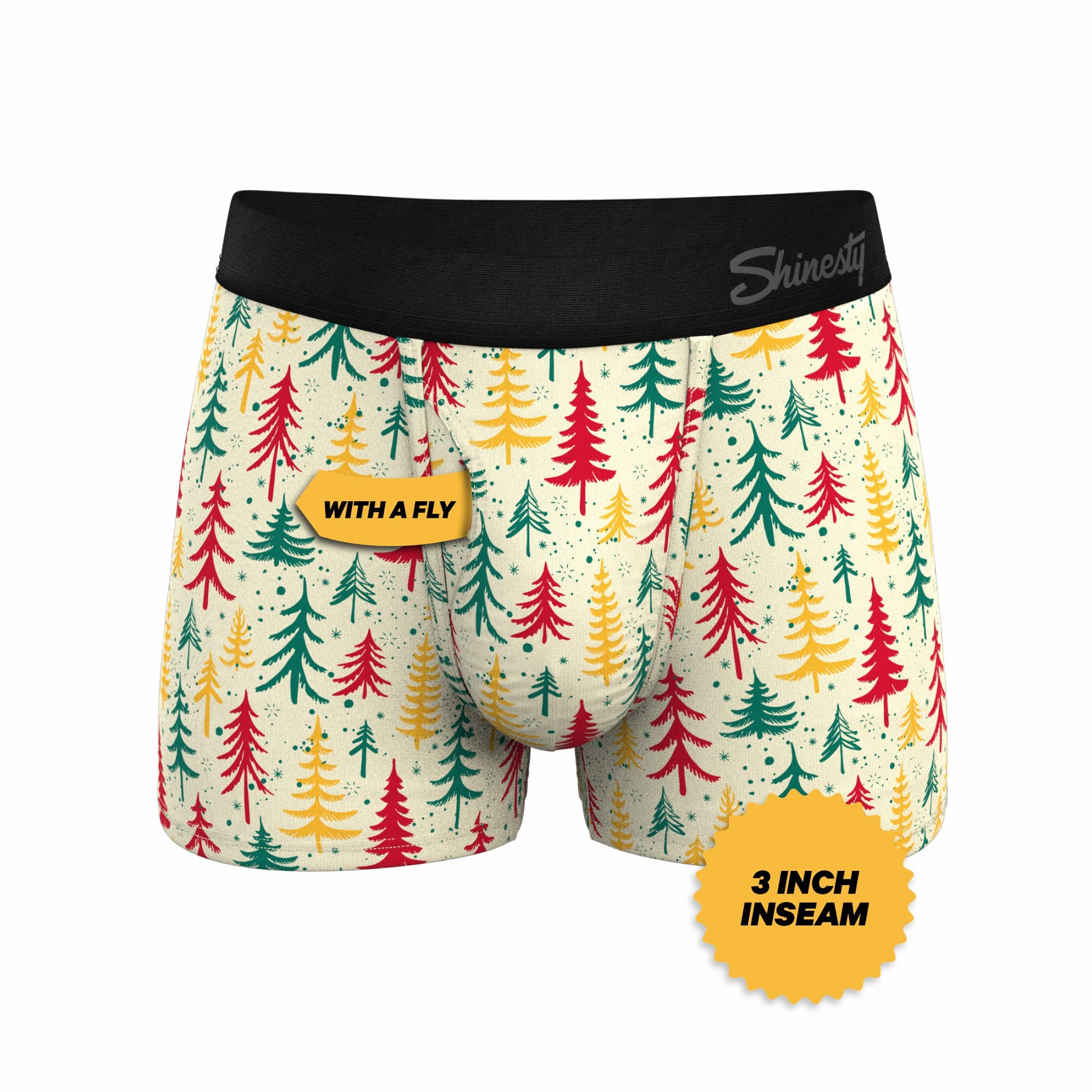 Shinesty Men's Ball Hammock® Pouch Trunk Underwear - Retro Christmas Trees