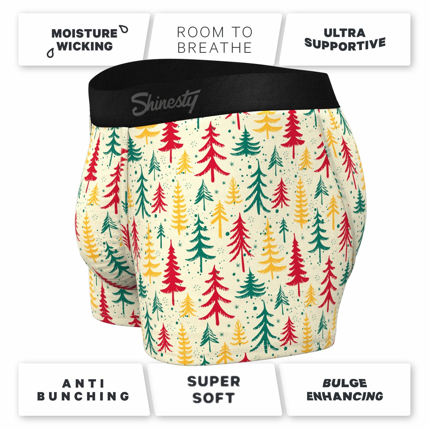 Shinesty Men's Ball Hammock® Pouch Trunk Underwear - Retro Christmas Trees