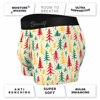 Shinesty Men's Ball Hammock® Pouch Trunk Underwear - Retro Christmas Trees