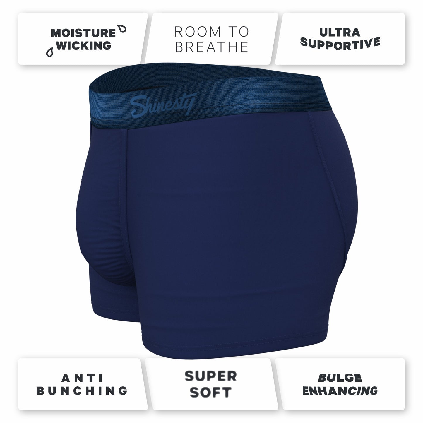 Shinesty Tonal Navy Men's Ball Hammock® Pouch Trunk Underwear - The Navy Jones