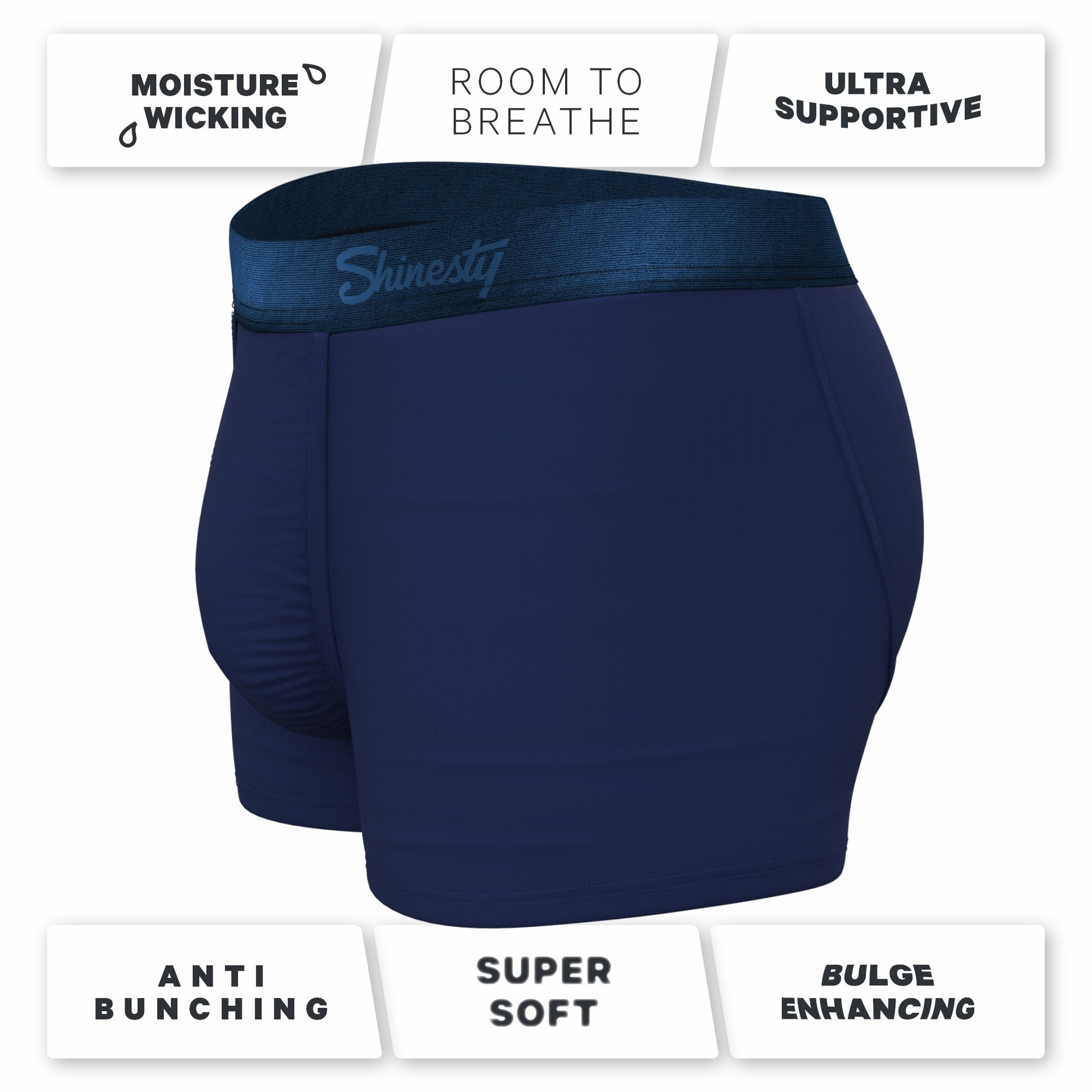 Shinesty Tonal Navy Men's Ball Hammock® Pouch Trunk Underwear - The Navy Jones