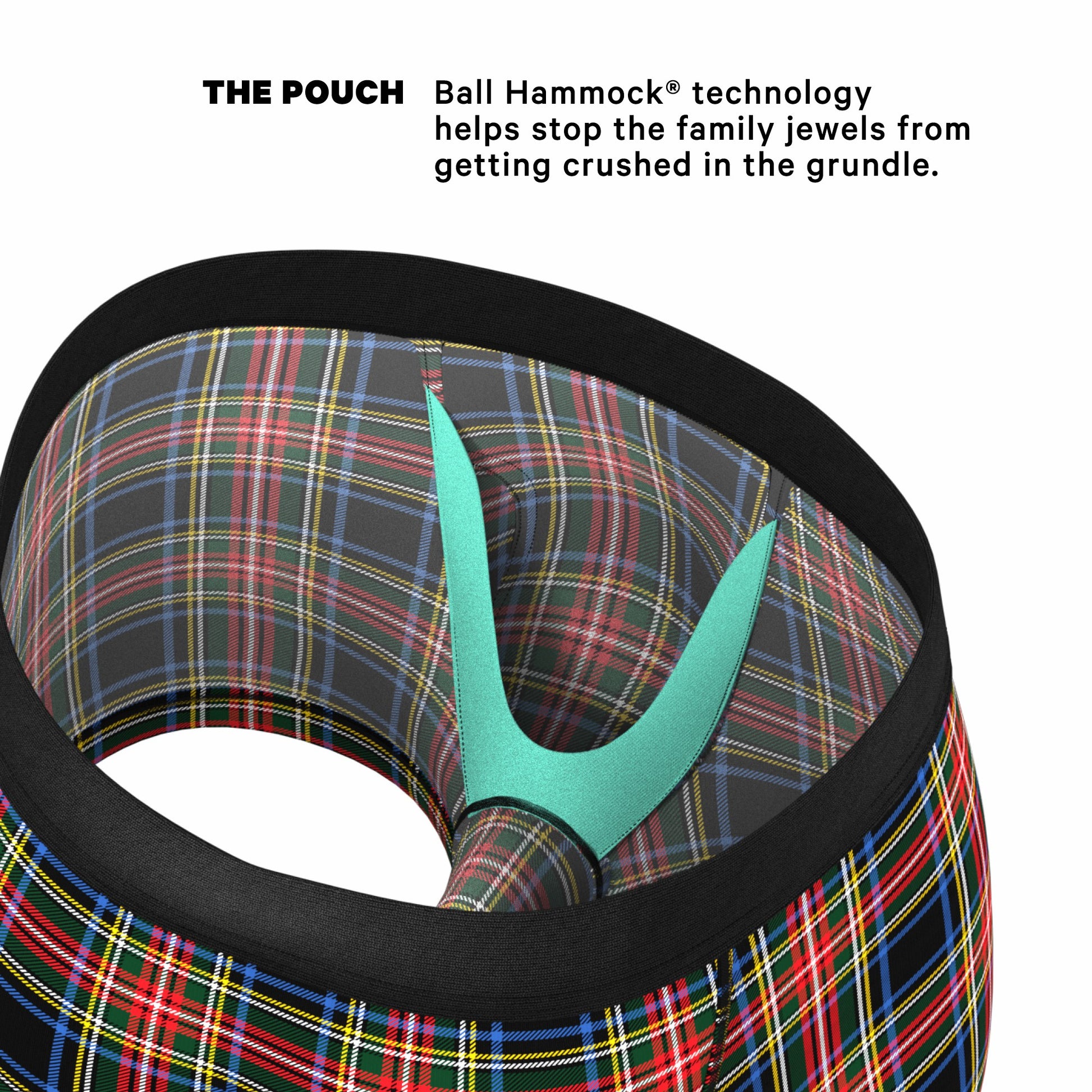 Shinesty Men's Ball Hammock® Pouch Trunk Underwear - Holiday Tartan Plaid