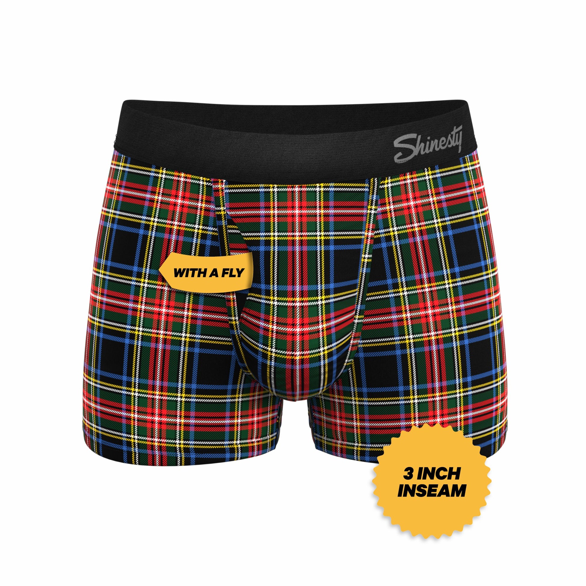 Shinesty Men's Ball Hammock® Pouch Trunk Underwear - Holiday Tartan Plaid
