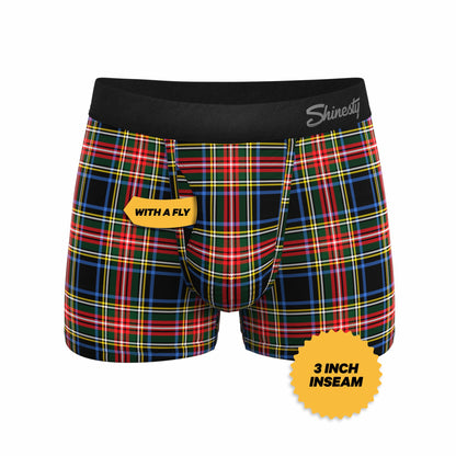 Shinesty Men's Ball Hammock® Pouch Trunk Underwear - Holiday Tartan Plaid