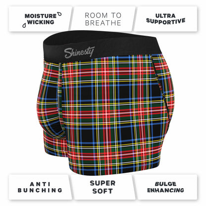Shinesty Men's Ball Hammock® Pouch Trunk Underwear - Holiday Tartan Plaid