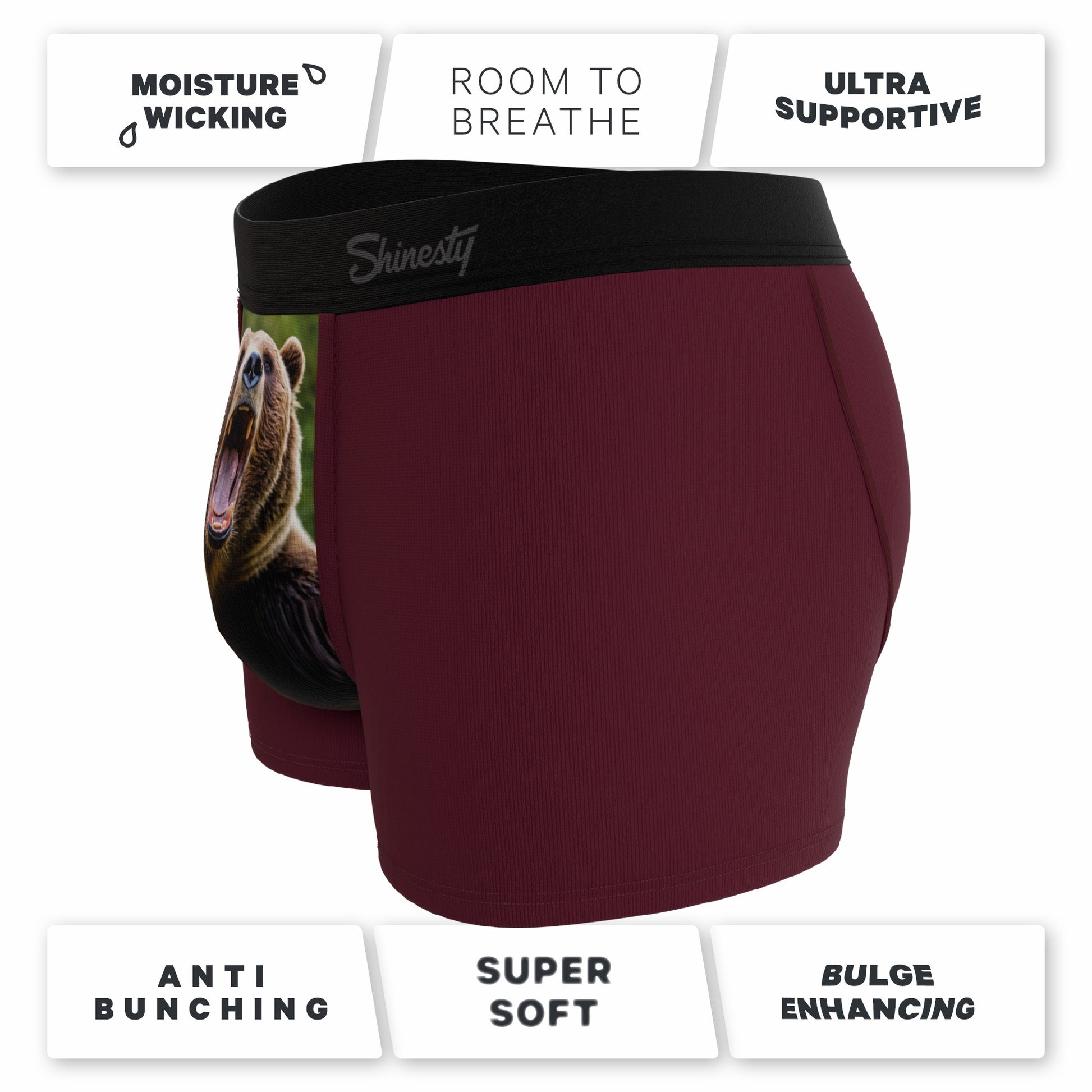 Shinesty Men's Ball Hammock® Pouch Trunk Underwear - Grizzly Bear