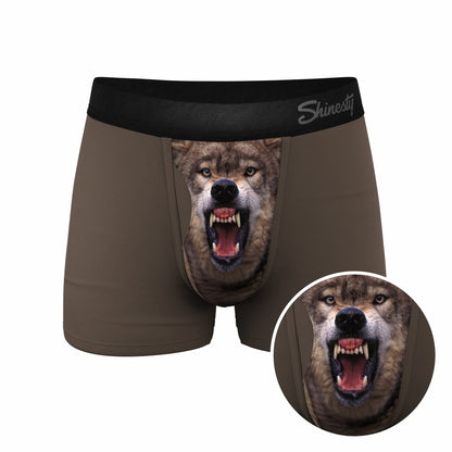 Shinesty Wolf Men's Ball Hammock® Pouch Trunk Underwear - The Grey's Growl
